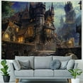 thumbnail image 4 of Creowell  Castle Full Moon Night Tapestry, Wolf Fantasy Medieval Town Wall Hangings Tapestry for Bedroom Living Room Office Dorm Man Cave Background 40x60inch, 4 of 6