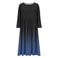 thumbnail image 3 of Women's Plus Size Gradient Dresses Casual Long-Sleeve Crew Neck Dress Loose Fit Midi Dresses with Pockets, 3 of 5