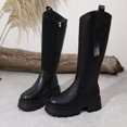 thumbnail image 6 of Taqqpue Women's Knee High Boots Winter Keep Warm Long Straight Boots Chunky Thick Bottom Low Heel Round Toe Tall Boots with Side Zipper, 6 of 9