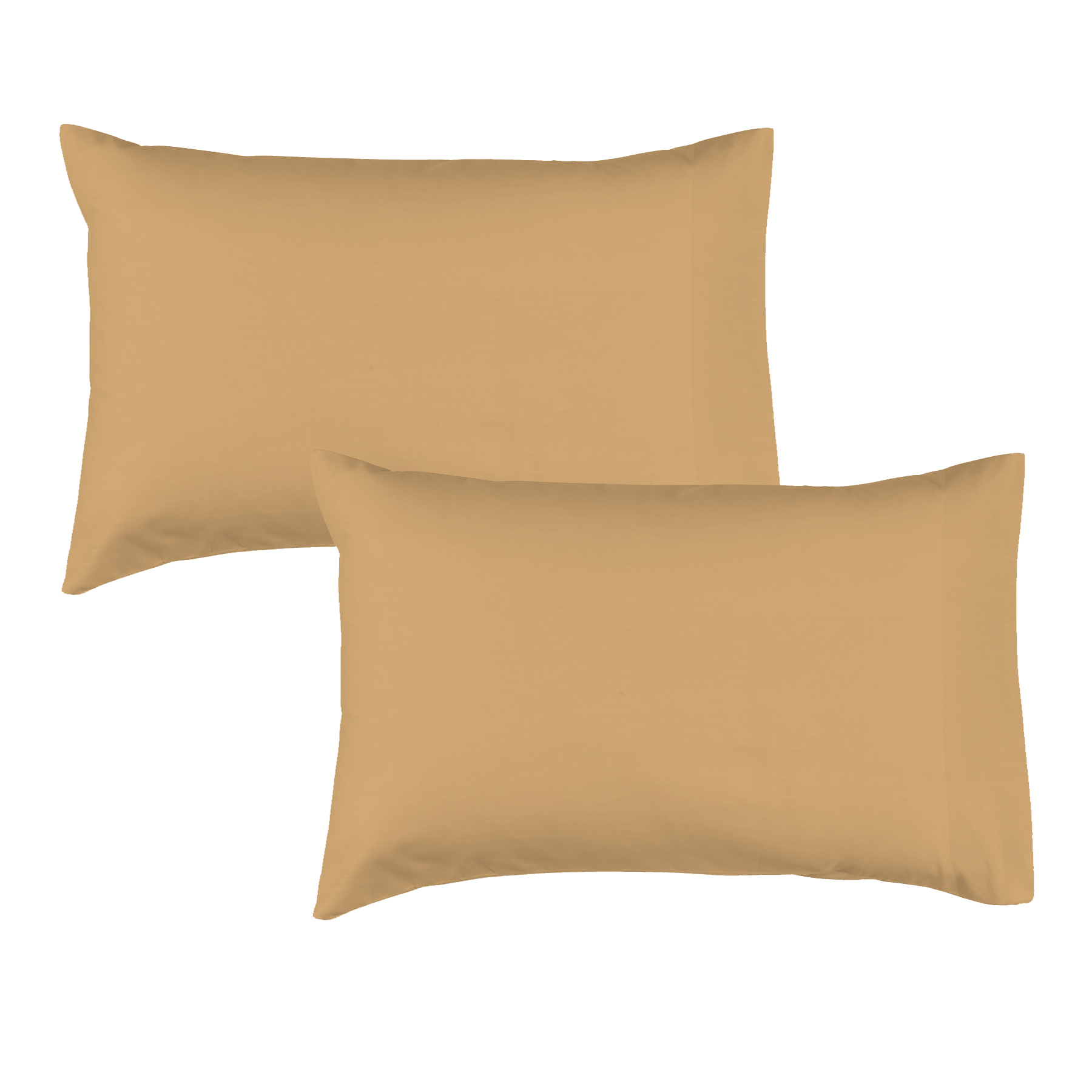 Set of Two Camel Pillowcases Solid Color Dark Tan Pillow Covers