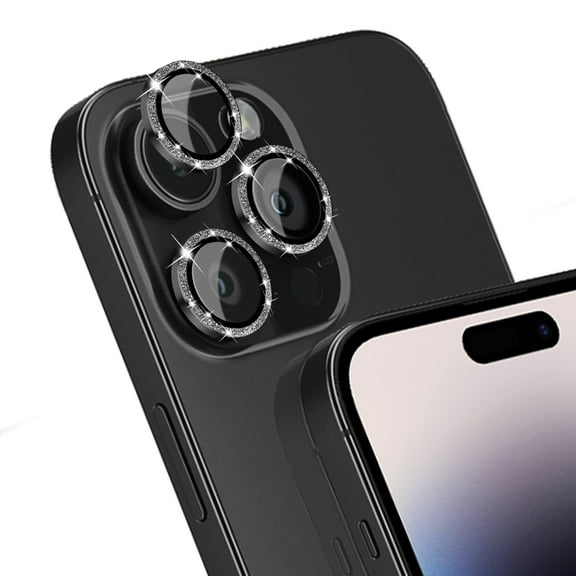 KONEE Camera Lens Protector Compatible with iphone 14 Pro/14 Pro Max, Anti Scratch Tempered Glass Camera Screen Protector, Individual Lens Cover for iPhone 14 Pro/ iPhone 14 Pro Max - Black Glitter