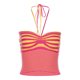 thumbnail image 5 of VISgogo - Chaleco de verano para mujer con cuello halter, estampado de rayas, sin mangas, fruncido, ajustado, recortado, sin mangas, camisola de punto VISgogo  moda, 5 of 9