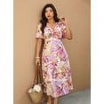 thumbnail image 6 of Plus Size Casual Vacation Floral Twist Knot Midi Dress, 6 of 6