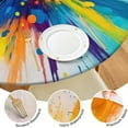 thumbnail image 4 of Colorful Double Burst Paint Pattern Round Fitted Tablecloth with Elastic Edge,Dining Table Cover Waterproof,Outdoor Round Tablecloth for Camping,Dining,Indoor and Outdoor, 4 of 7
