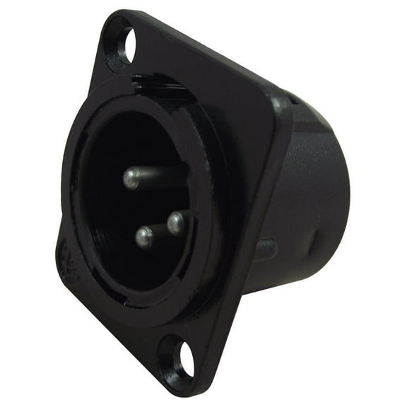 PRO SIGNAL - XLR Chassis Plug, 3 Pole, Black, Metal