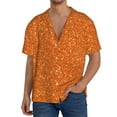 thumbnail image 3 of Xecao offers the Orange Glitter for Men's Casual Short-sleeved Shirt, a button-up collared shirt with a pocket, perfect for beach vacations and yacht travel in the Large size., 3 of 7