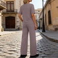 thumbnail image 4 of Cutuoiiu Women Comfortable Oversized T Shirt and High Waist Wide Leg Pants Set Everyday Wear Casual Two Piece Gifts, 4 of 8