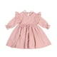 thumbnail image 1 of Odeerbi Niñas Ruffle Manga Larga Vestido de Algodón Primavera Verano Princesa Vestidos Color Sólido Cuello Redondo Dulce A-Line Vestido, 1 of 4