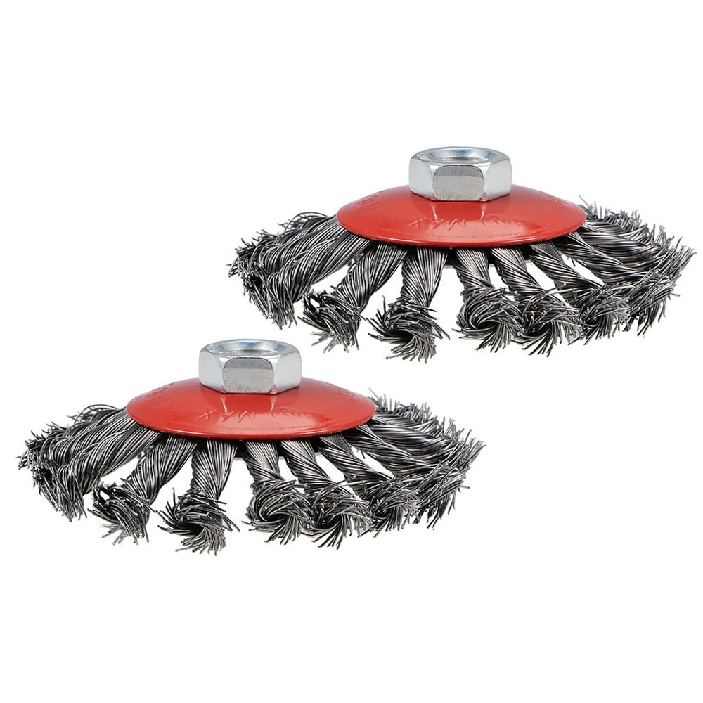 108mm Wire Cup Brush Twist Knotted Crimped Steel with M14 Threaded Hole