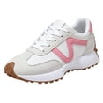thumbnail image 4 of Rokment Women's Retro Color Block Fashion Sneakers Comfortable Casual Leather Lace up Running Tennis Shoes Non Slip Skate Trainners for Fall Spring, 4 of 5