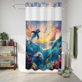 thumbnail image 6 of No Hook Shower Curtain, Blue Coastal Shower Curtains for Bathroom with See Through Top Window, Dolphin Summer Beach Nautical Ocean Waterproof & Washable Bath Curtain Stand Up Stall 36"x72", 6 of 9