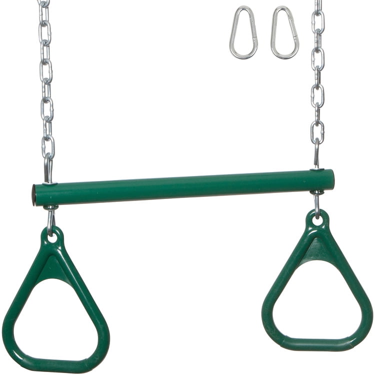 Swing Set Stuff Inc. Trapeze Bar with Rings and Uncoated Chain (Green ...