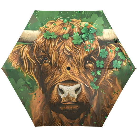 JSTEL Highland Bull Four Leaf Folding Umbrella for Rain Sun Travel Mini Lightweight Compact Umbrellas
