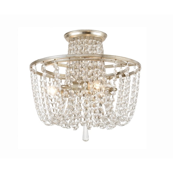 ARC-1900-SA-CL-MWP Crystorama Lighting Arcadia - 3 Light Flush Mount-Antique Silver Finish-Hand Cut Crystal Type