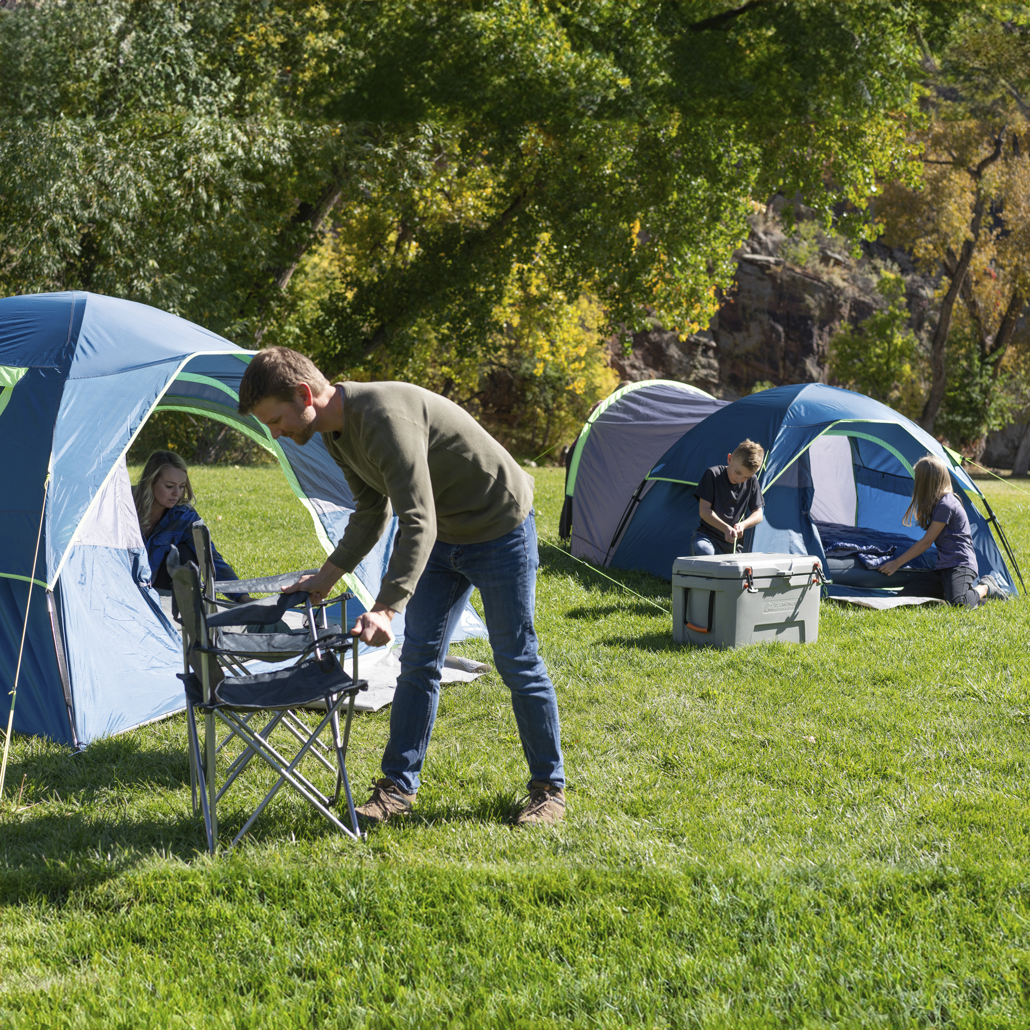 Carpa Ozark Trail de doble domo para 8 personas, configuración de 5 + 3 personas, azul 4