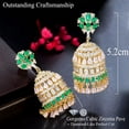 thumbnail image 4 of Vivid Green Yellow Gold Plated Cubic Zirconia Round Long Earrings Jewellery, 4 of 8