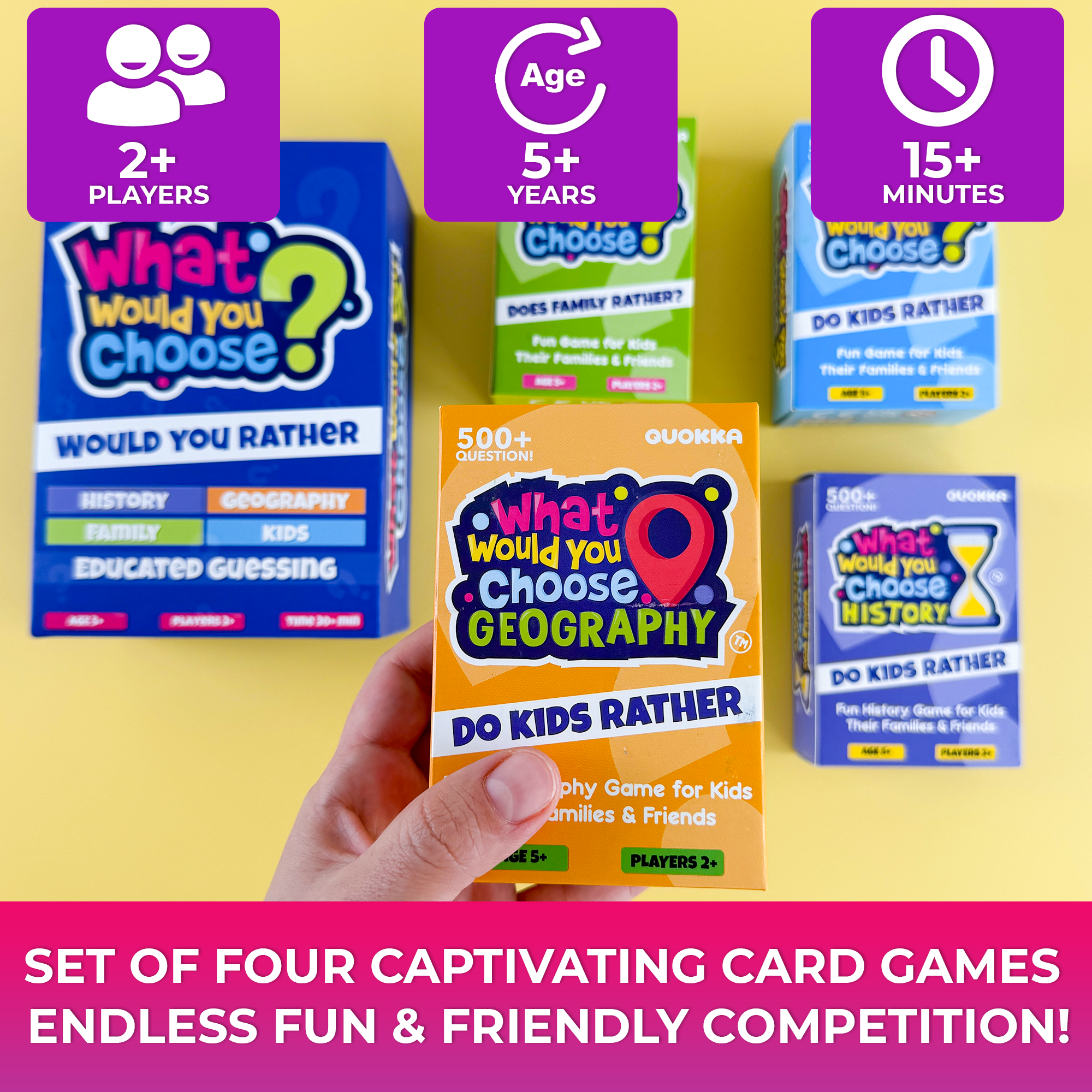 Quokka Card Games for Kids 8-12 - 4 Set Board Game What Would You Choose? for Family Activities