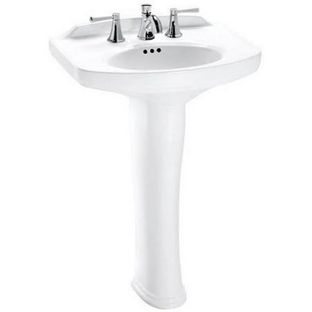 Toto Dartmouth 24 1 4 Pedestal Bathroom Sink With 3 Faucet Holes Drilled And Overflow Less Pedestal Available In Various Colors