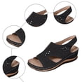 thumbnail image 5 of Rokment Womens Platform Wedges Gladiator Sandals 2026 Beach Comfortable Vintage Leather Hollow out Orthopedic Walking Dress Slingback Summer Shoes Black Size 8, 5 of 8