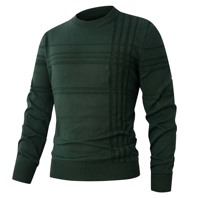 Erwazi Chandails à Col Rond pour Hommes Extensible Ajusté Thermique Automne Hiver Décontracté Manches Longues Chandail