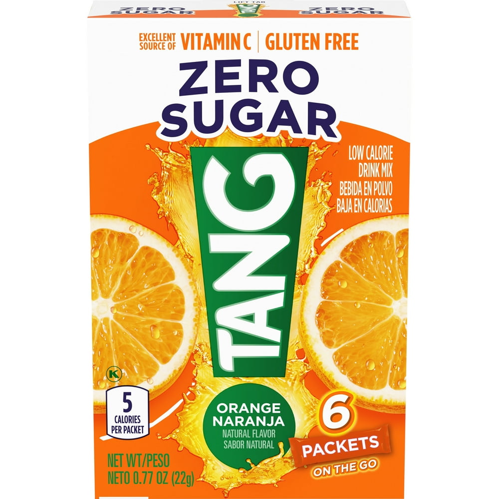 Tang Zero Sugar Orange Naturally Flavored Powdered Soft Drink Mix, 6 ct OntheGo Packets