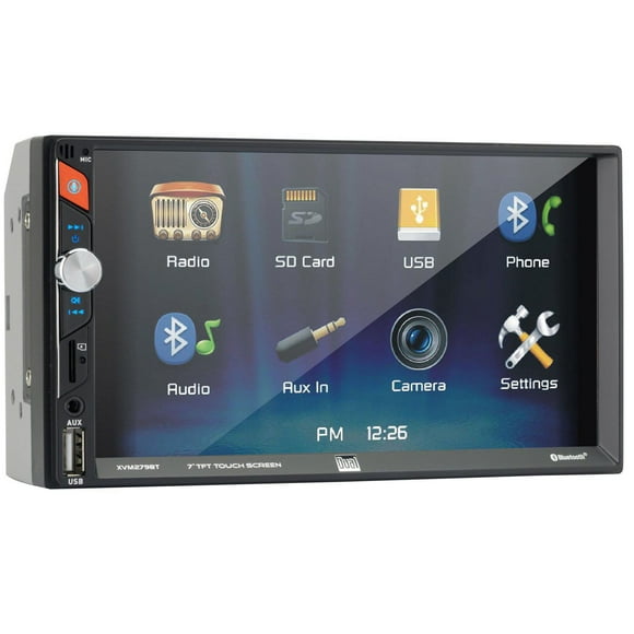 Dual Electronics XVM279BT Stéréo de voiture double DIN à écran tactile LED 7", Bluetooth, microSD, USB, MP3, activation vocale Siri/Google