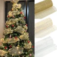 thumbnail image 2 of 26cm 10 Yards Gold White DIY Xmas Tree Glitter Mesh silk ribbon Decorations Wedding Navidad Christmas Decorations For Home, 2 of 5