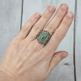 thumbnail image 3 of Filigree Art Malachite Gemstone Lace Detailed Women Silver Statement Ring, 3 of 7