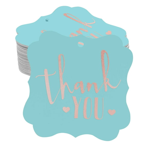 Inkdotpot Real Rose Gold Foil Thank You Bridal Shower-Baby Shower-Retirement-Wedding-Birthday Tags Favor Bracket Shape Hang Pack Of 50 Paper Tags