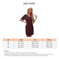 thumbnail image 5 of Vestido cruzado con nudo en la cintura, vestido informal de verano con manga corta y cuello en V para uso diario, vacaciones, playa, rojo vino S, 5 of 5