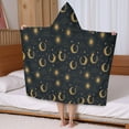 thumbnail image 5 of Dark Blue Sun Moon Wreath Pattern Hooded Bath Towel，50"x30" for Ages 3 To 12 Kids, Quick Dry Lightweight Soft Microfiber Hood Beach Towel Cover Up for Kids, 5 of 7