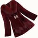 thumbnail image 2 of Abrigo y chaquetas de piel sintética sin capucha y manga larga para mujer, de color liso, con cintura ajustada y cruzado., 2 of 4