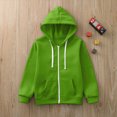 thumbnail image 4 of TOWED22 Unisex Boys Girls Fleece Jacket Lightweight Zip up Active Hoodie Hooded Sweatshirt Kids Spring Fall Jackets Coat,Green,6-7 Y, 4 of 5