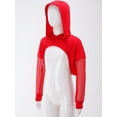 thumbnail image 4 of vastwit Chandail à Capuche en Maille pour Filles Manches Longues Hauts de Danse Chandail en Résille Chandails en Molleton à Capuche Crop Top Rouge 16, 4 of 7