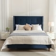 thumbnail image 3 of GDF Studio Aubrey Velvet Wingback Bed, Blue + King, 3 of 12