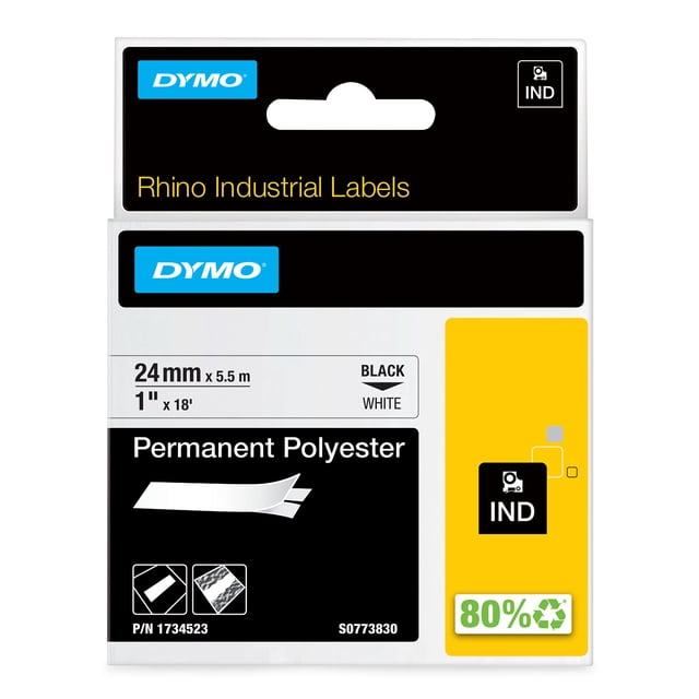 Etiqueta DYMO Rhino Industrial de poliéster permanente de 24 mm x 5,5 m
