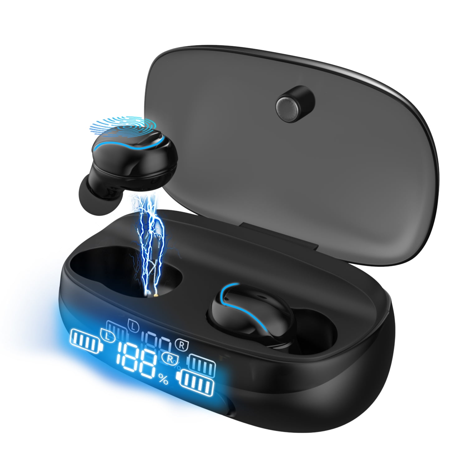 6H Single Play Time Wireless Earbud 5.1 Bluetooth Earbud in-Ear Stereo Mini Headphone Bluetooth Headphones with Mic for Clear Calls IP7 Waterproof Wireless Earphones with USB-C Charging Case 