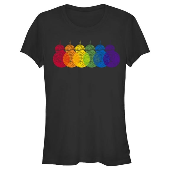 Junior's Star Wars The Last Jedi BB-8 Pride Rainbow  Graphic Tee Black Large