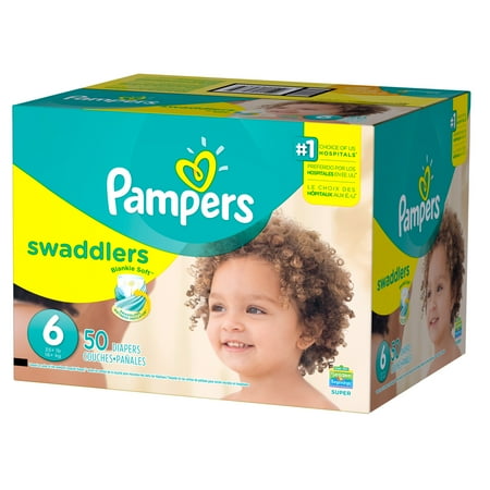 Pampers Swaddlers Diapers, Soft and Absorbent, Size 6, 50 ct
