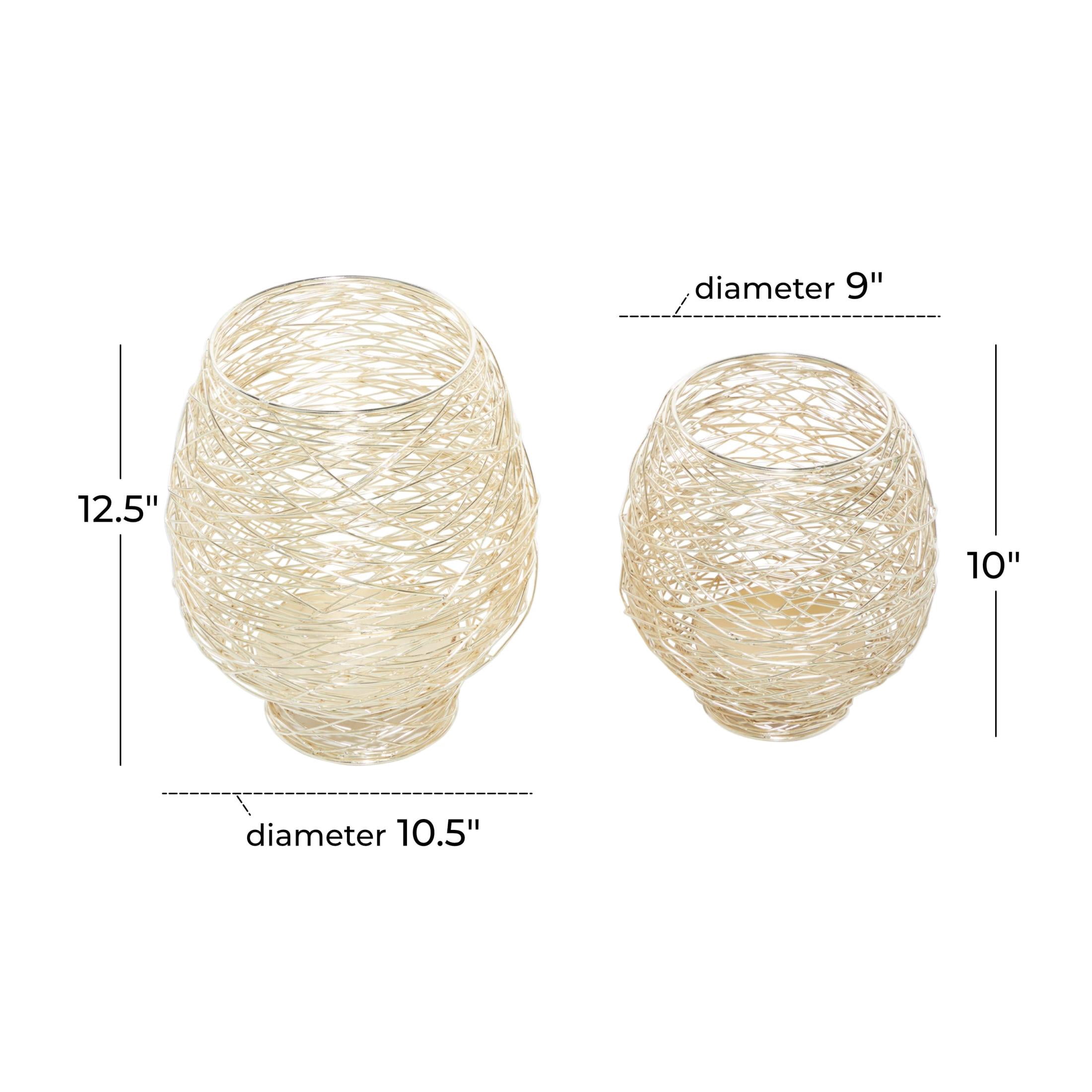 CosmoLiving by Cosmopolitan 2 Holder Gold Metal Tealight Decorative Candle Lantern, Set of 2