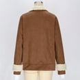 thumbnail image 4 of 1/4 Zip Pullover Womens Winter Faux Suede Patchwork Sweater Tops Pocket Fuzzy Fleece Lapel Stand Collar Sweatshirt (L, Brown), 4 of 6