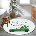 thumbnail image 4 of Area Rug 48in, Saint Patrick's Day Green Irish Shamrock Leaf Truck Floor Carpet Living Room Rug, White Non-Slip Welcome Mat Indoor Rugs for Bedroom Dining Room, 4 of 9