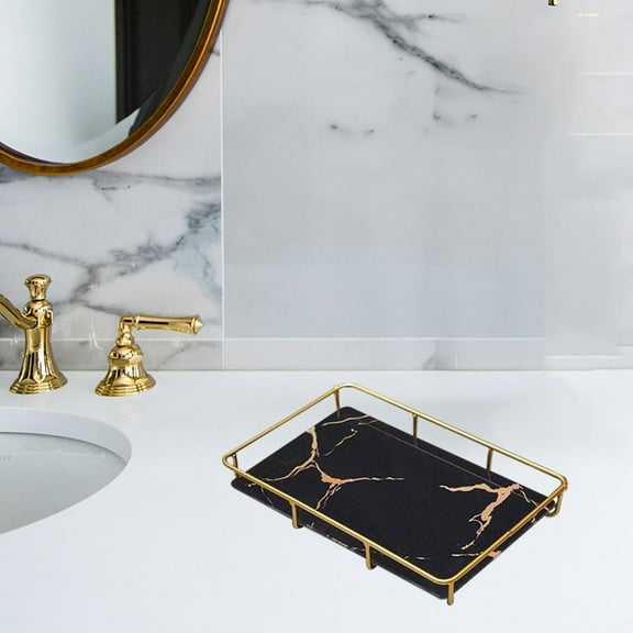 Bathroom Storage Rack Holder Multi-layer Storage Box Skincare Jewellery Container Household Table L Single Layer Black