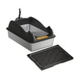 thumbnail image 2 of BELOVING Open Litter Box Large Capacity Low Entry Portable Cat Sandbox for Indoor Cat Black with mat, 2 of 9