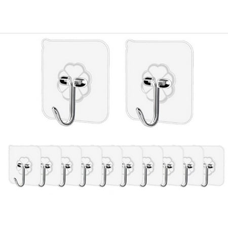 

ORP Pro 25Lbs 10 Pack Adhesive Hooks Transparent Reusable Utility Hooks Heavy Duty Wall Hooks 25lb(Max) Seamless Hooks Waterproof and Oil Proof for Kitchen Bathroom and Kitchen