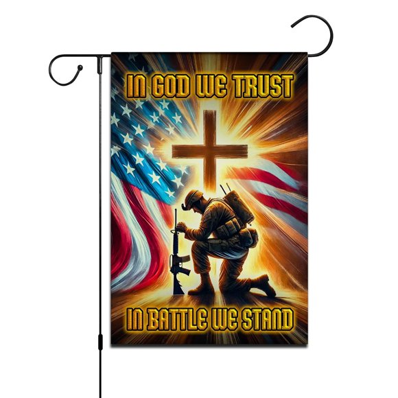 shiyou-Faith and Service Garden Flag - Christian Military Tribute - Double Sided Polyester 12x18 Inch Outdoor Decor