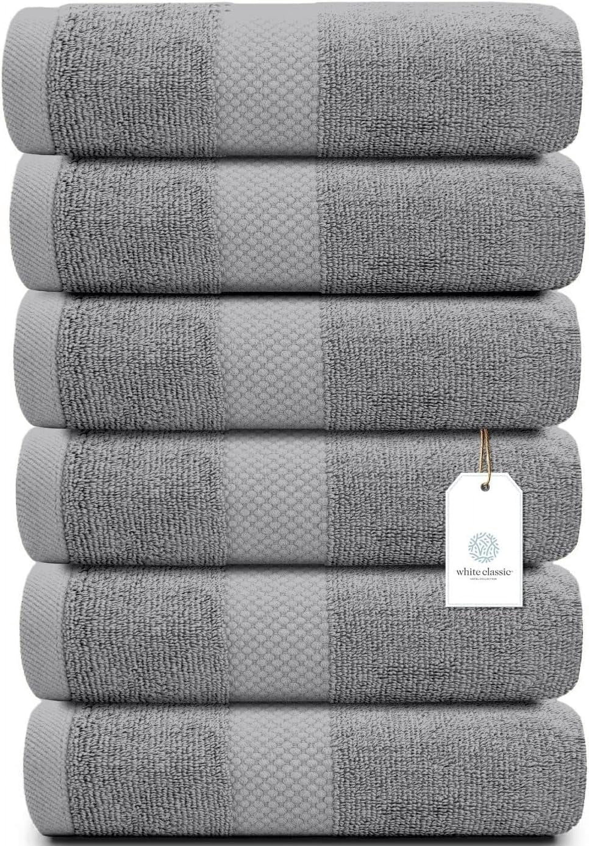 General Luxury Light Gray Hand Towels - Soft 100% Turkish Cotton | Highly Absorbent Hotel spa Bathroom Towel Collection | 16x30 Inch | Set of 6