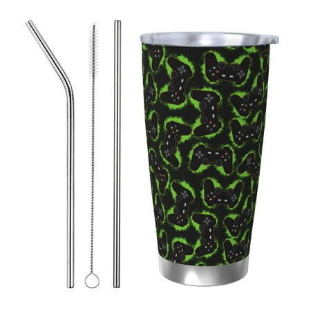 

Salouo Cool Gamepad Print 20oz Tumbler with Lid Stainless Steel Vacuum Insulated Tumbler Durable Insulated Coffee Mug Thermal Cup with Splash Proof Sliding Lid-Straw Three-piece Set