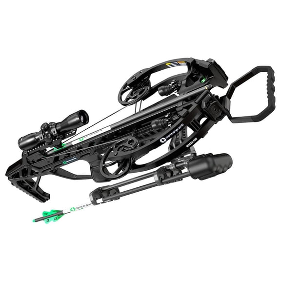 CenterPoint Wrath 430 SC Crossbow Package with Silent Crank, 430 FPS, 4x32 Illuminated Scope, 3 Bolts, Quiver, Rope Cocker (C0006)