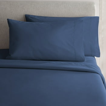 Mainstays 2-Piece 300 Thread Count Easy Care Percale Pillowcase Set, Blue Cove, Standard